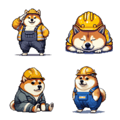 Pixel art working fat shiba emoji