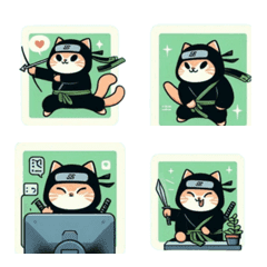 อิโมจิไลน์ cute ninja cat