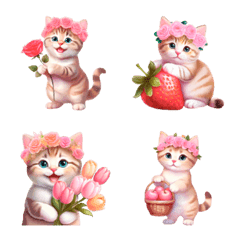 อิโมจิไลน์ Chubby Kitten Emoji Flower crown