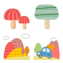 อิโมจิไลน์ Full of mushrooms, autumn scenery emoji