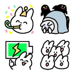 อิโมจิไลน์ White Rabbit Cute Emoji 02