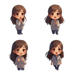 Cute Girl Emoji Set