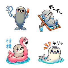 Cute seal Emoji (summer) vol.2