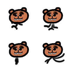 Bear face with stickman body