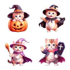 อิโมจิไลน์ Chubby Kitten Emoji Halloween