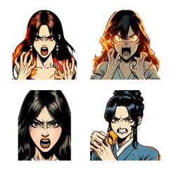 Angry woman extreme emoticon stickers