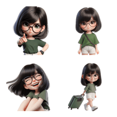 Short-haired girl wearing glasses emoji