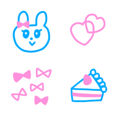 อิโมจิไลน์ blue rabbit emotional emoji