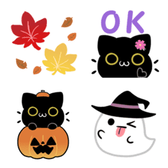 Cute Black cat cocoa autumn Emoji