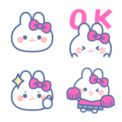 Pink ribbon rabbit emoji