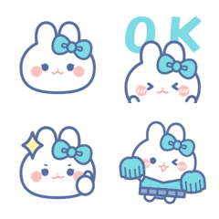 Light blue ribbon rabbit emoji