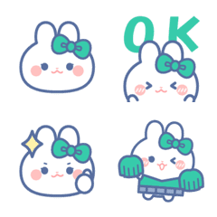 Green ribbon rabbit emoji