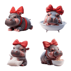 Cute chubby hippo emoji v.1