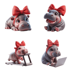 Cute chubby hippo emoji v.2