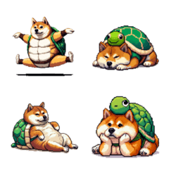 Pixel art turtle fat shiba emoji