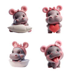 pink pygmy hippo emoji v.2