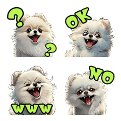 อิโมจิไลน์ White Pomeranian Emoji for Every Day