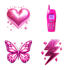 Y2K pink emoji set