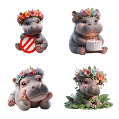 Bright pygmy hippo emoji v.1