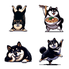 Pixel art kansai fat black shiba emoji