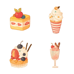 Cute hand-painted style dessert 01