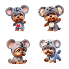 3D Yorkshire Terrier in a koala costume