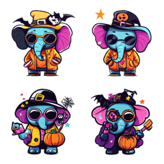 อิโมจิไลน์ Pop Halloween! Elephant Emojis