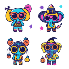 Colorful Halloween Elephant Emoji