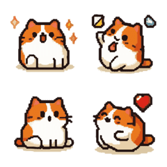 Pixel yellow and white cat