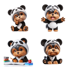 3D Yorkshire Terrier in a panda costume