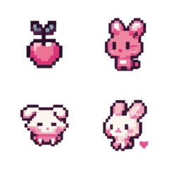 -Red and white rabbit pixel map-