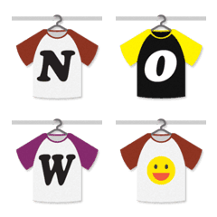 อิโมจิไลน์ Connected Raglan T-shirt Alphabet