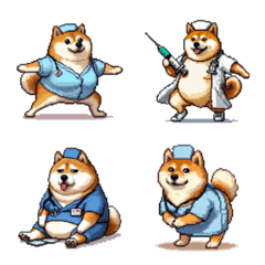 Pixel art nurse fat shiba emoji