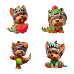 Yorkshire Terrier in a dinosaur costume