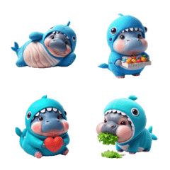 Pygmy hippo wearing a whale costume v.1