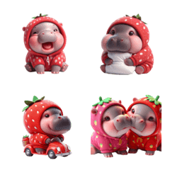 Pygmy hippo in a strawberry costume v.2