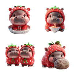 Pygmy hippo in a strawberry costume v.1