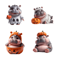 Pygmy hippo in Halloween costume v.2