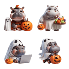 Pygmy hippo in Halloween costume v.1