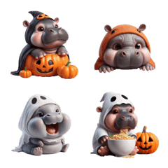 Pygmy hippo in Halloween costume v.3