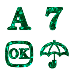 Move! jewelry font emerald green 3D cute