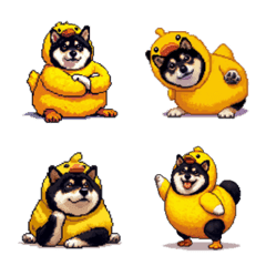 Pixel art duck costume fat black shiba e