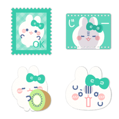 Green ribbon rabbit emoji 6