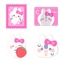 Pink ribbon rabbit emoji 6