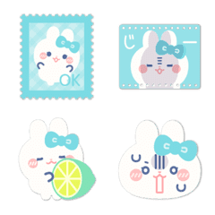 Light blue ribbon rabbit emoji 6