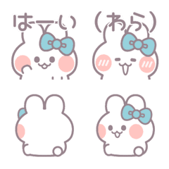 Light blue ribbon rabbit emoji 7