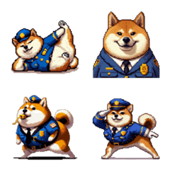 Pixel art police fat shiba emoji