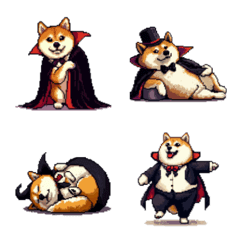 Pixel art dracula fat shiba emoji