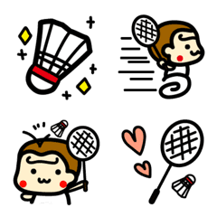 Happy gorilla badminton emoji