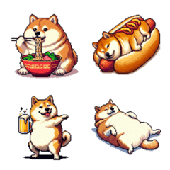 Pixel art full of greed fat shiba emoji